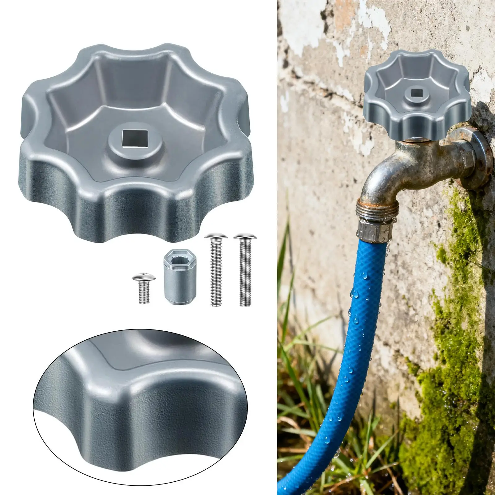 Outdoor Alloy Faucet Handle Replacement Round Wheel for Kitchen Wash Basin Bathroom Bathtub Garden Hose Bib Tap