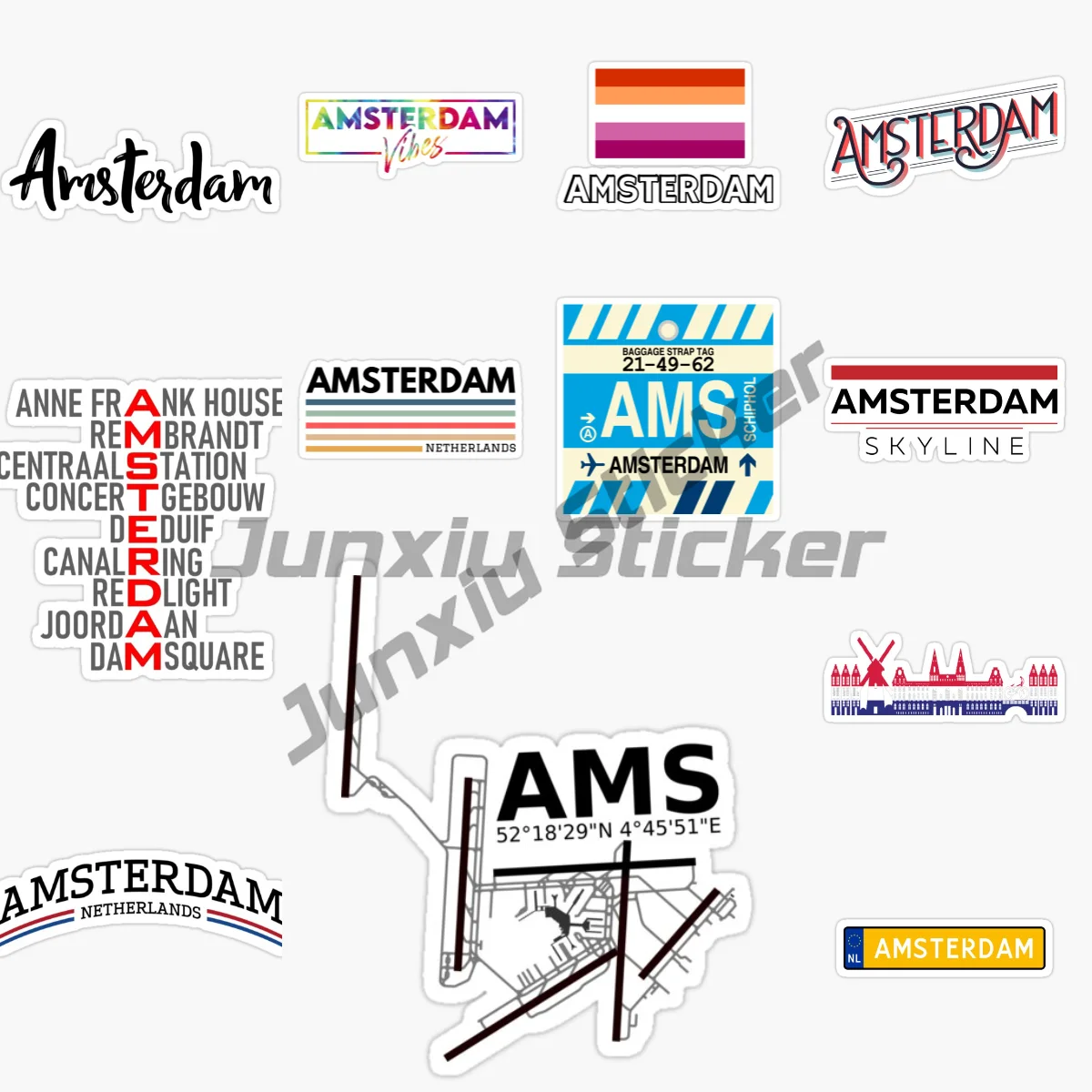 

Amsterdam Landscape National Flag and Emblem Vinyl Self-adhesive Decal Car Waterproof Car Bumper Sticker Car Accessories KK10cm