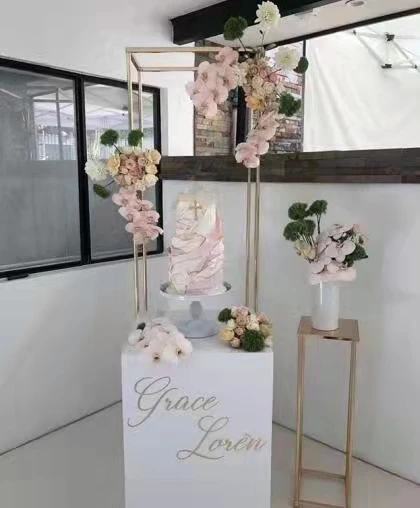 Romantic Luxury Outdoor Grand-Event Party Geometric Frame Props Wedding Sign Plinth Shelf Flower Arch Birthday Balloons Stand