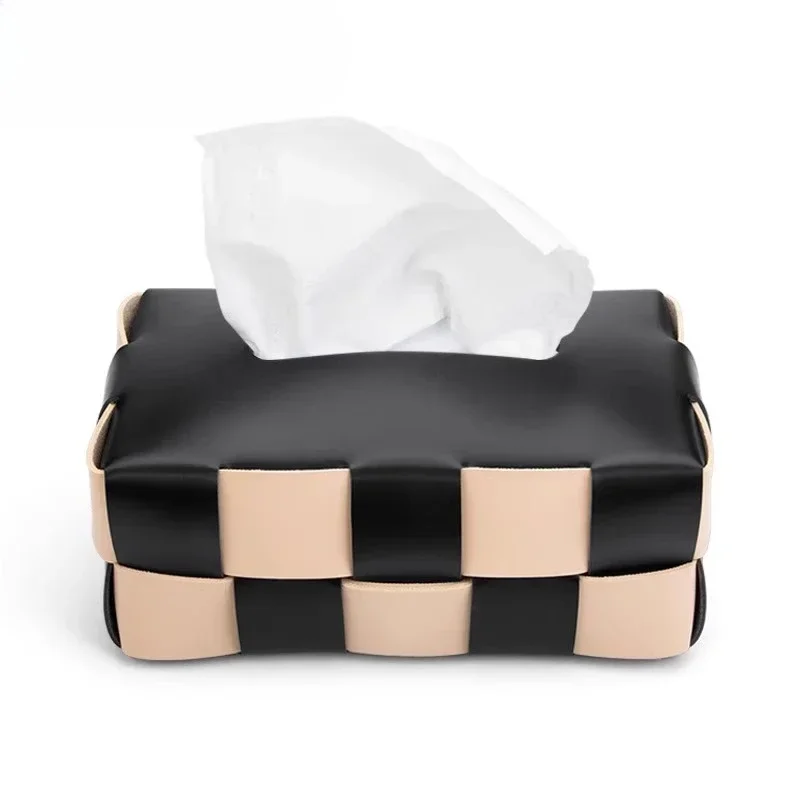tissue box living room, high-end light luxury dining table, car bv woven paper box black and white checkerboard