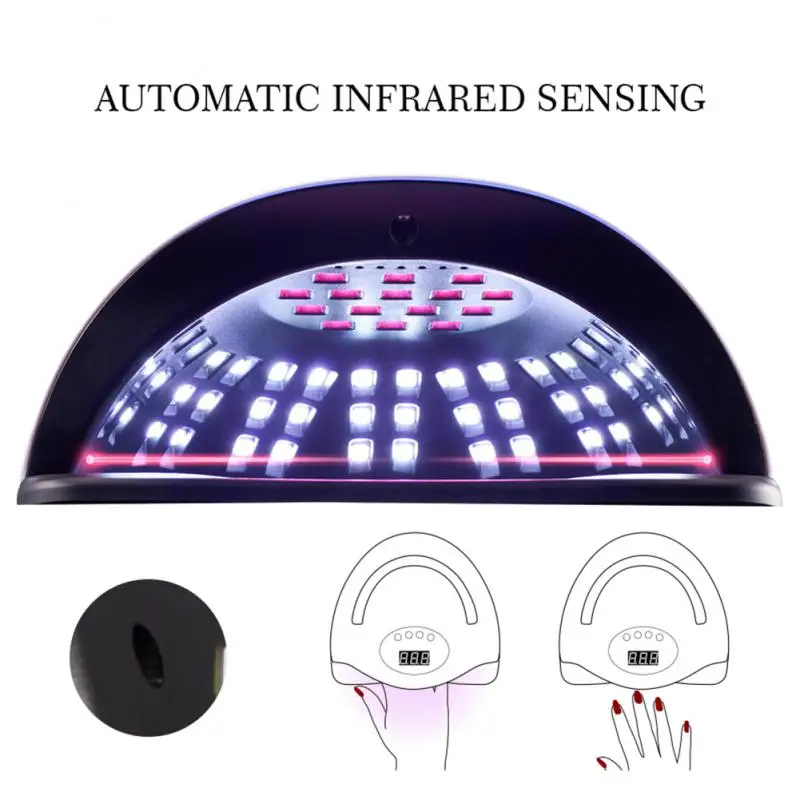 Essiccatore per nail art Sensore intelligente ad asciugatura rapida di alta qualità commutato liberamente Nessun restringimento delle unghie Lampada a LED UV ad alta potenza 160w