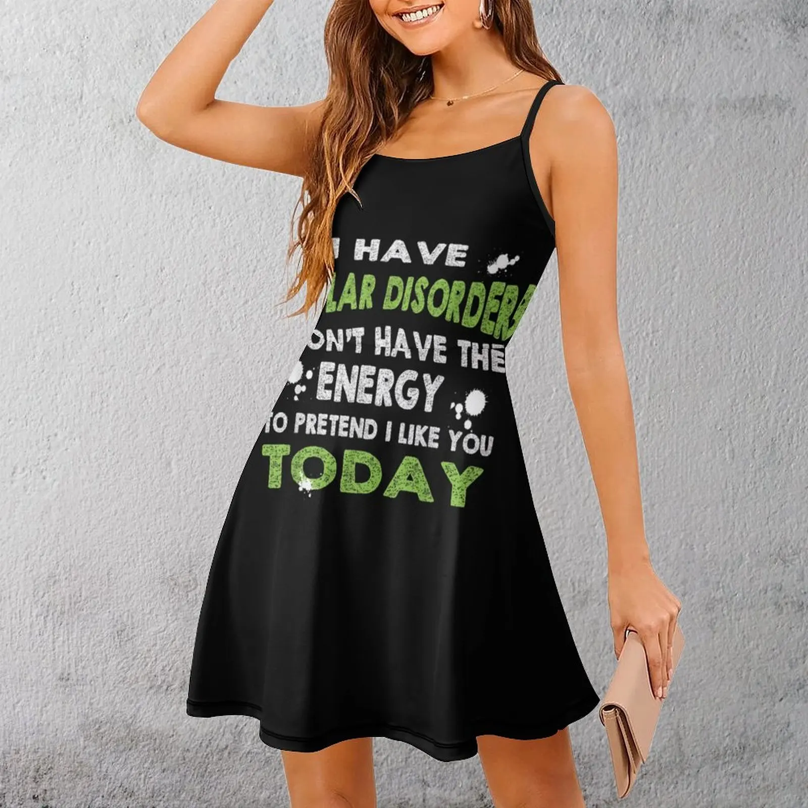 

Sexy Bipolar Disorder Energy Quote Women's Sling Dress Funny Vintage Parties Woman's Clothing Suspender Dress Creative
