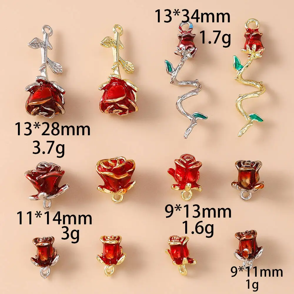 5 Stück niedliche, bunte Metallblumen-Anhänger für die Schmuckherstellung, Ohrringe, Halsketten, Armbänder, DIY-Handarbeitszubehör – Detail 6