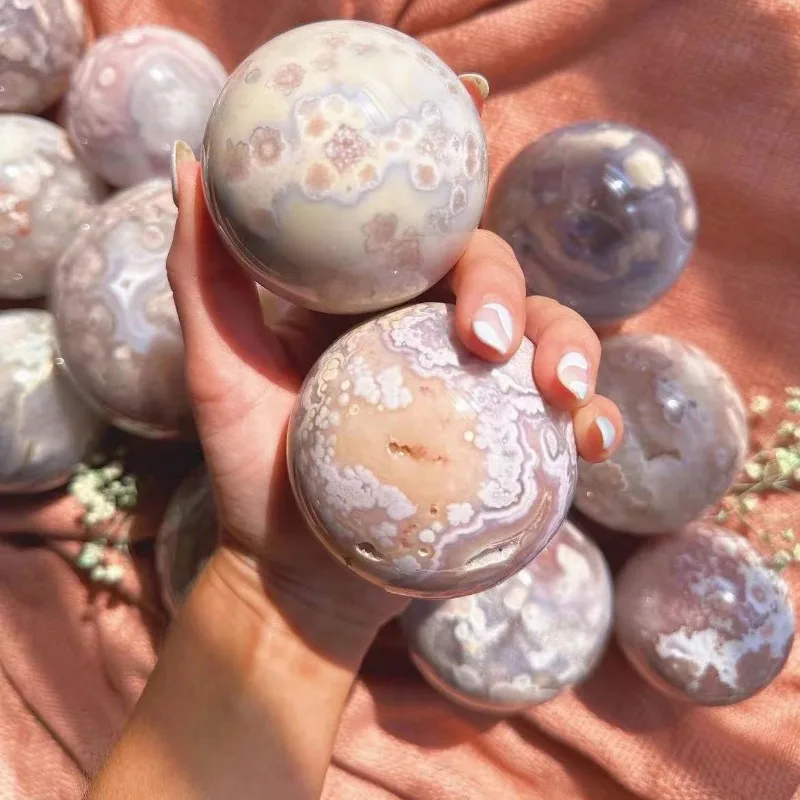 1pc Natural Pink Purple Amethyst Flower Agate Ball Agate Natural Crystal Crystal Cavern Amethyst Healing Stone Hoilday Gifts