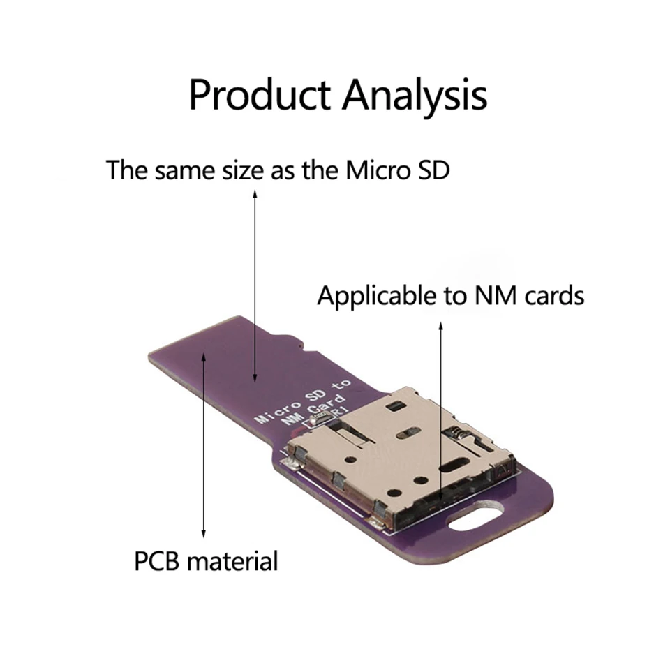 Adecuado para placas adaptadoras de tarjeta TF a NM, fundas de tarjeta de prueba de disipación de calor de tarjeta nano de conversión de extensión externa para TF