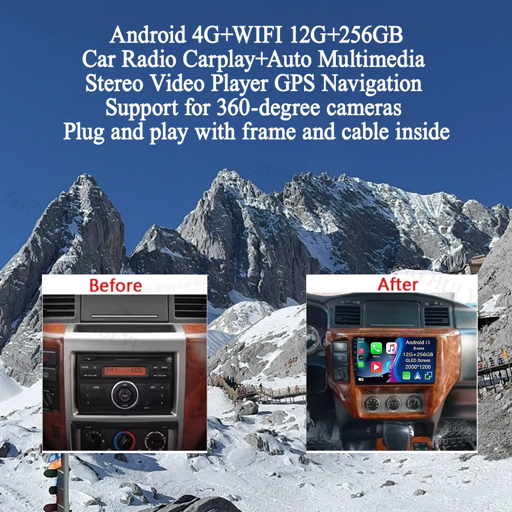 Android 15 12G+256G For Nissan Patrol V 5 Y61 2005 - 2021 Car Radio Multimedia Video Player Navigation GPS WIFI DSP No 2 Din DVD