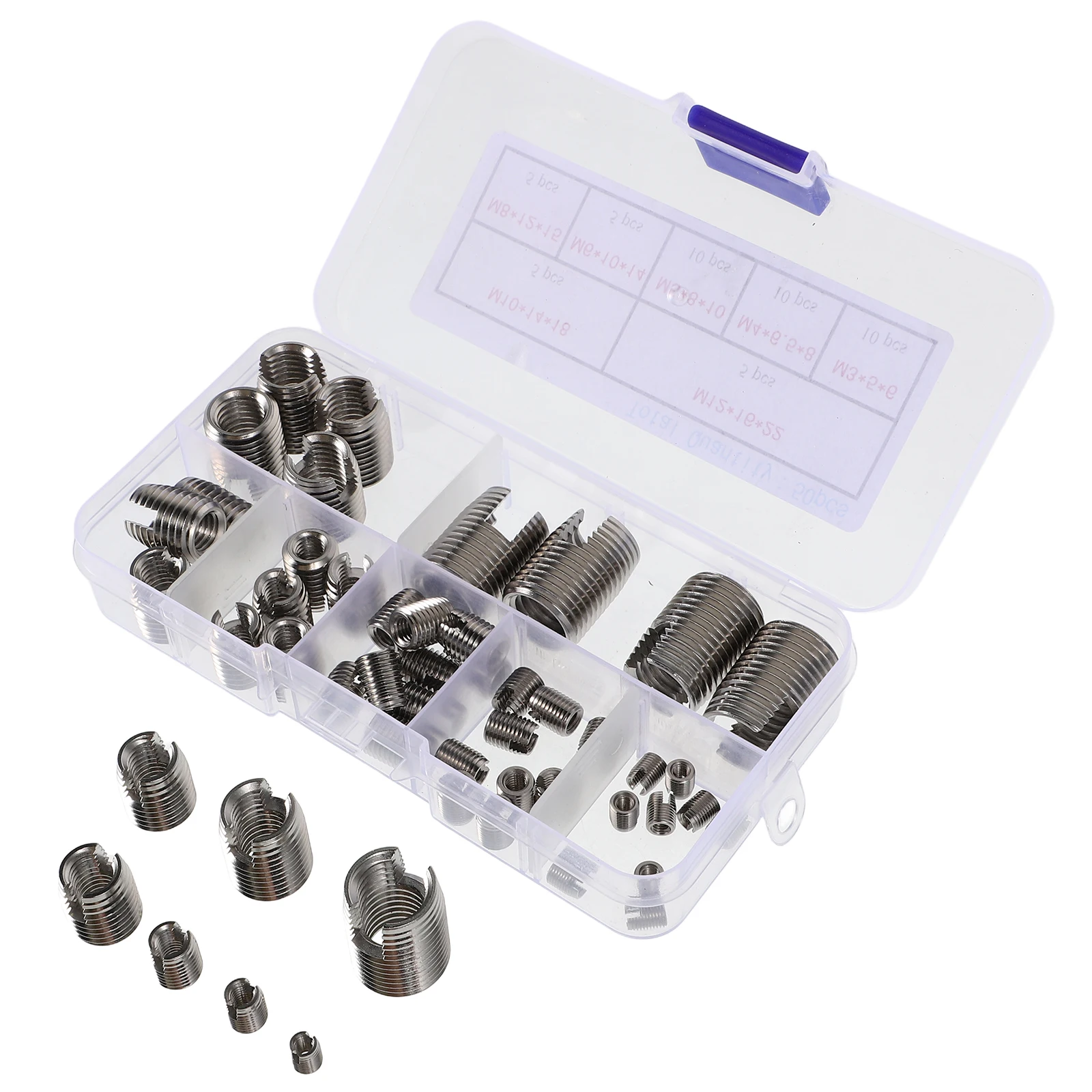 

50 Pcs Stainless Steel Screw Sleeves Self Tapping Thread Inserts Metal 304 Bulk Use Assortment Rivet Nuts