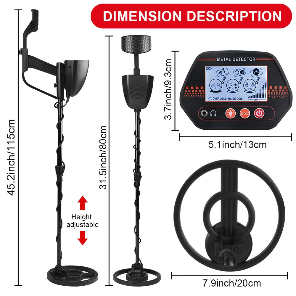 High Sensitivity Underground Metal Detector MD-4070 LCD Jewelry Treasure Gold Metal Finder with 7.8“ waterproof Search Coil