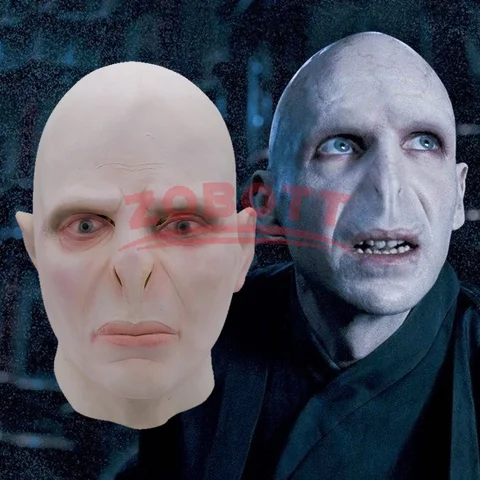 Voldemort Mask Dobby The Elf Mask  Hood Harry Movie Cos Horror Thriller Bald Latex Mask Halloween Mask for Adult