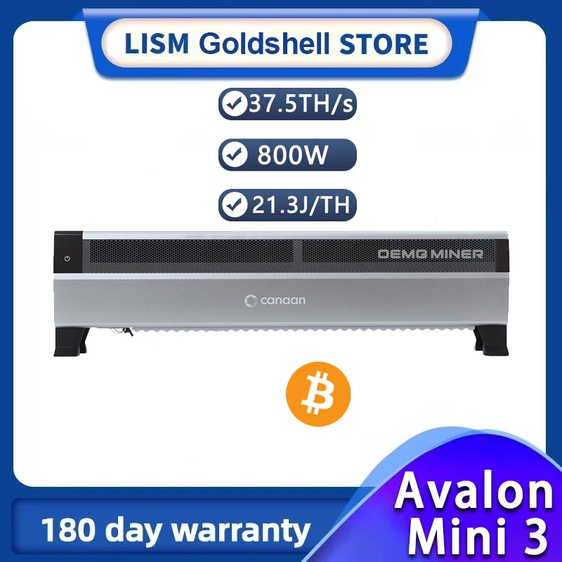 New Arrive Canaan Avalon Mini 3 37.5Th/s 800W BTC Miner Household Heater ASIC Bitcoin Miner Low Volume Home Use Shipping on Feb