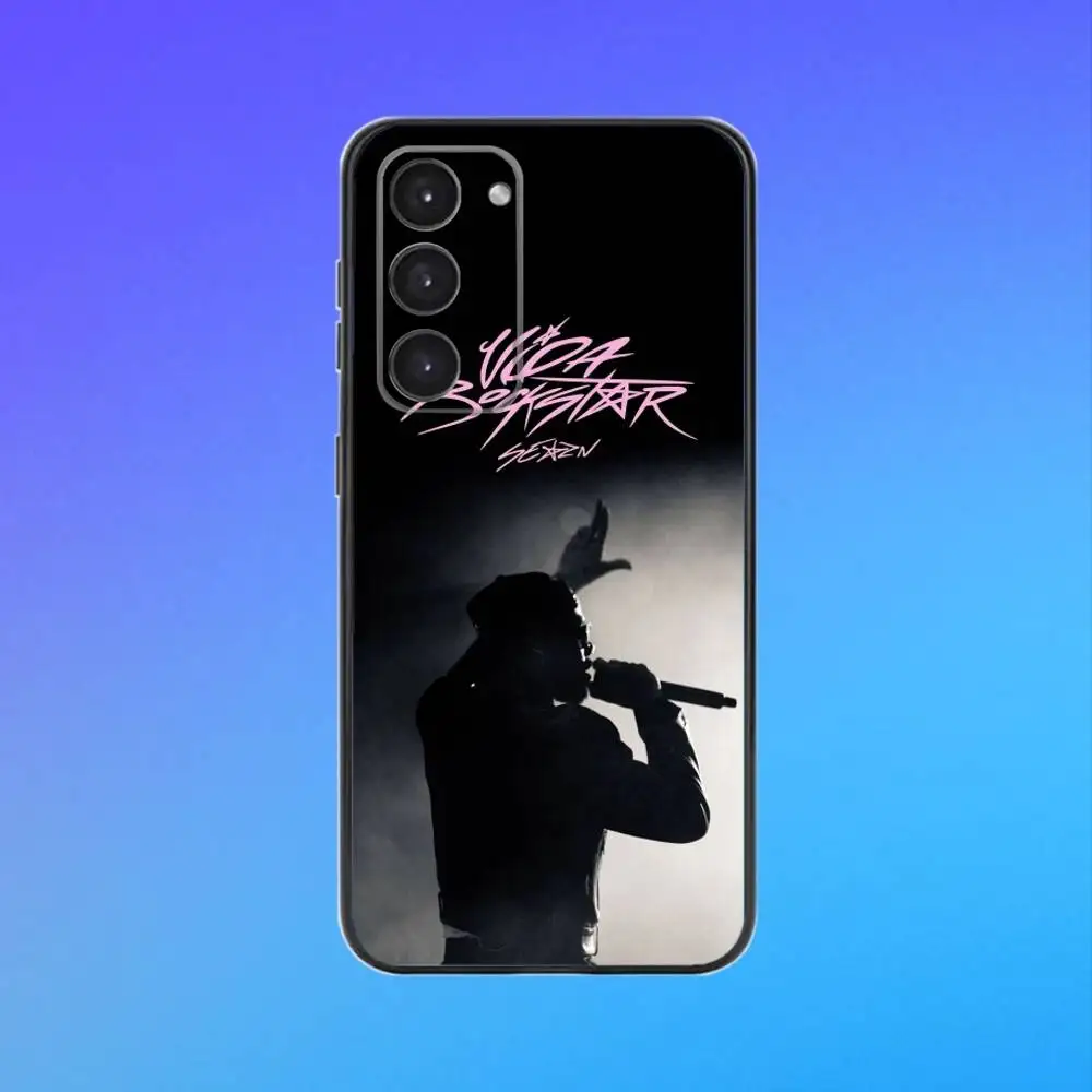 حافظة هاتف J-Jhayco Le Clique Vida Rockstar لهاتف سامسونج A73، A72، A71، A70، A53، A52، A51 حافظة ناعمة سوداء