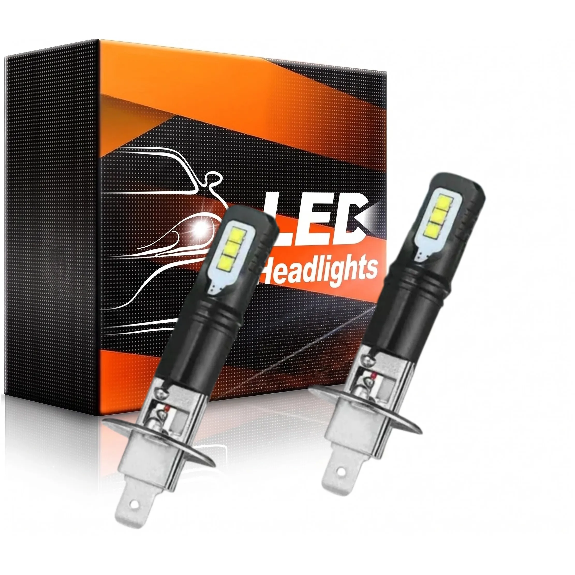 Fog Headlight Bulb H1 Kit LED Light Super Bright WHITE 2pcs 360 Degrees CSP Pair Set 8000LM Brand New High Quality,