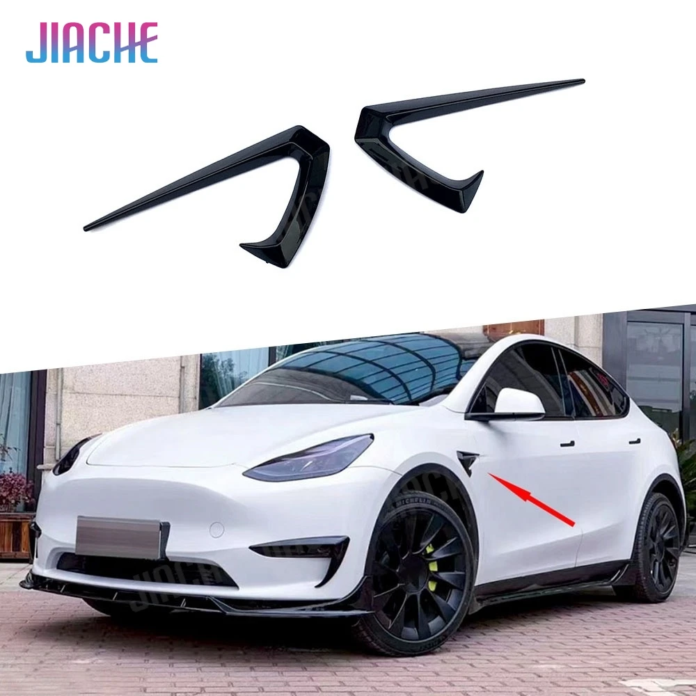 

Carbon Fiber Car Side Fender Knife Stickers for Tesla Model Y 2021+ Emblem Badge Decals Moulding Trim Styling ABS