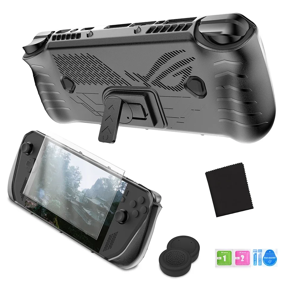 For Asus ROG Ally X TPU Protective Case Cover Shockproof with Stand Protector Shell Sleeve All-round Protection Game Accessories