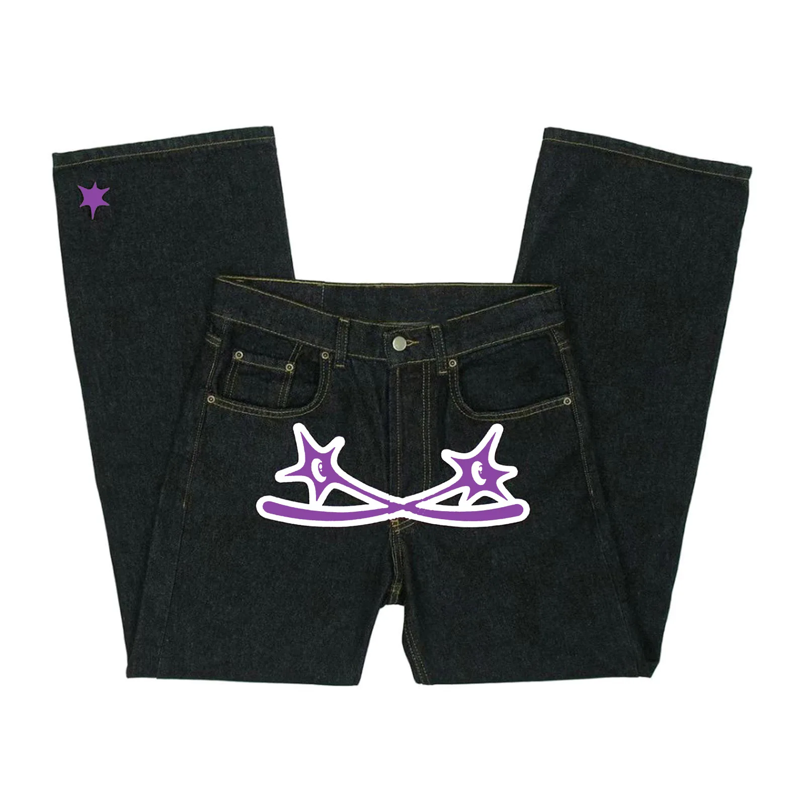 American style streetwear protect graphic jeans men high street denim pants harajuku y2k straight wide leg jeans men clothing
