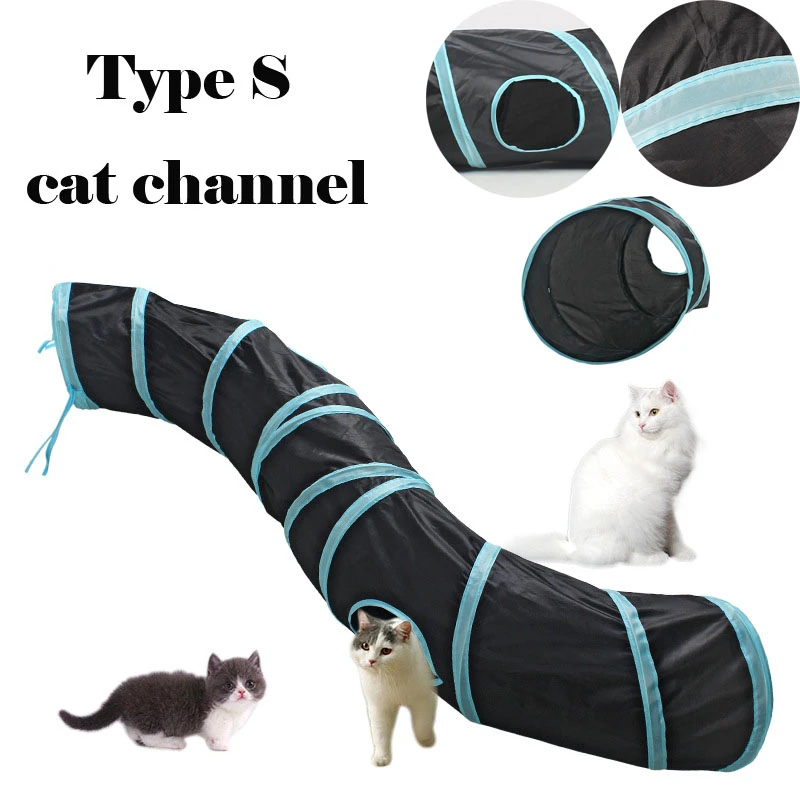 Cat Play Tunnel Foldable Pet Animal Tunnels with Crinkle Playing Toy for Cats Guinea Pig Rabbits Funny Breathable Drill Barrel