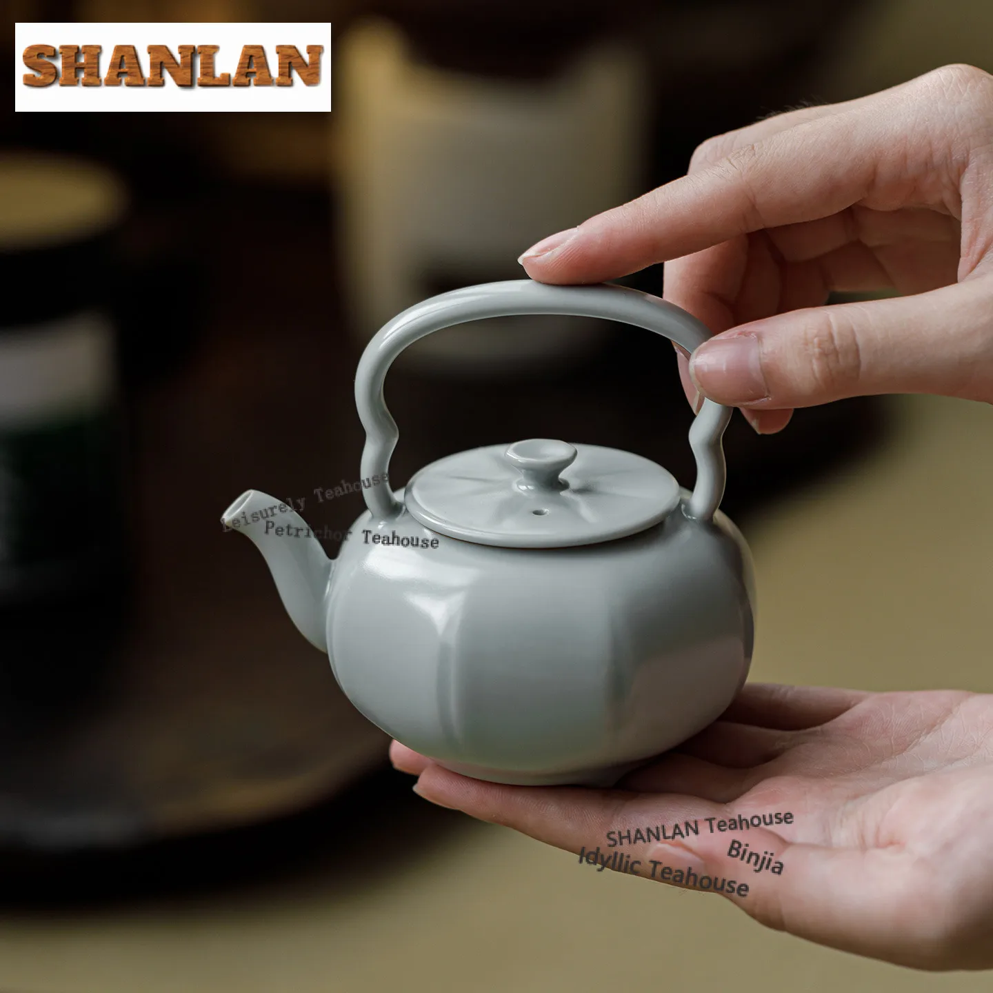 

180 мл Небесно-голубой фарфоровый чайник с подъемной ручкой, японский чайник для заварки чая, чайник с шариковым отверстием, набор для кунг-фу