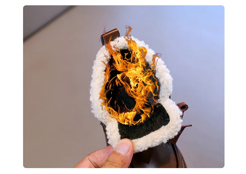 الكورية نمط الفتاة أحذية الثلوج بولي Leather الجلود مقاوم للماء الأطفال أفخم الأحذية سميكة الدافئة القطن مبطن الأحذية الدافئة الأحذية القطنية #4