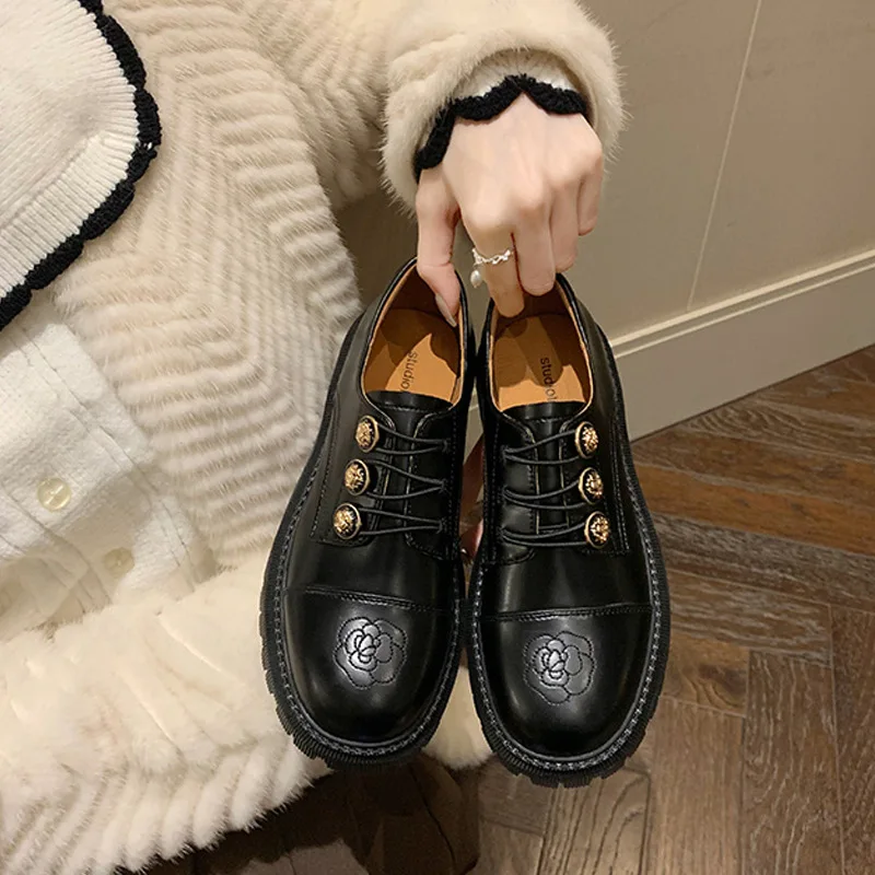 

Vintage Platform Women's Loafers British Style Thick Sole Oxford Shoes for Women Sole Slip on Dress Woman Shoes Zapatillas Mujer