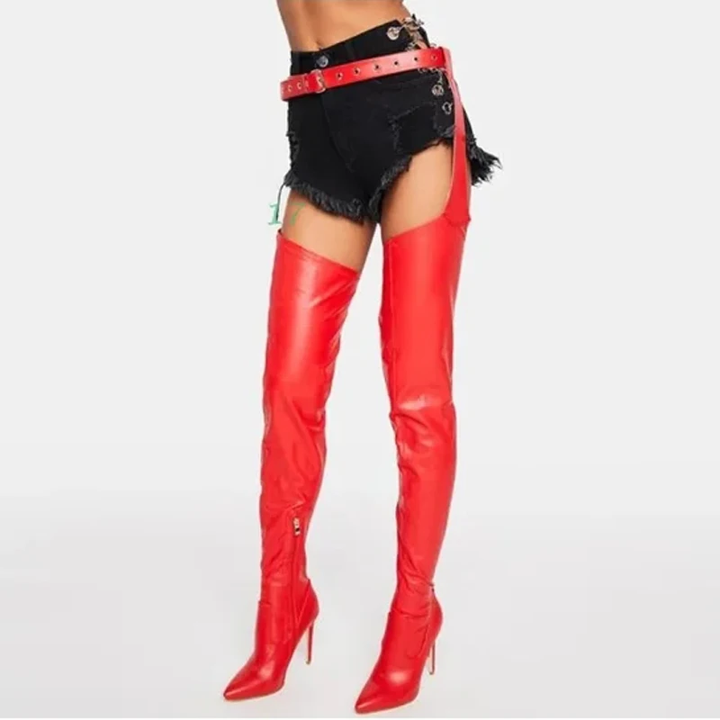 Big Size 34-46 Winter Sexy Stiletto Heels Women's Over The Knee Boots Nightclub Girl Thigh High Boots Fashion Street Shoes