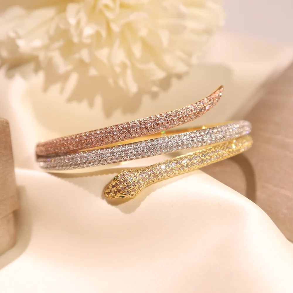 Hot selling new snake shaped bracelet AAA zircon inlay classic versatile party elegant socialite wedding women's accessories