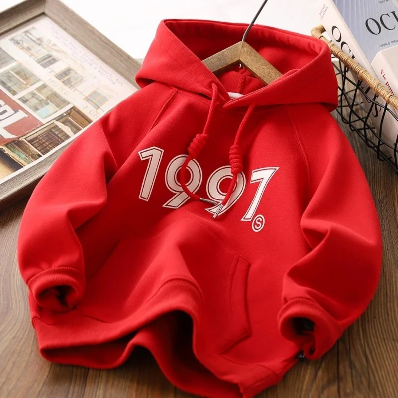 Boys Hoodies Sweatshirts Cotton Tops Outwear 2024 Yellow Spring Autumn Kids Christmas Gift Sport Children's Clothing