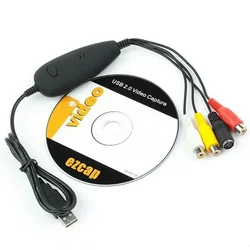 USB 2.0 오디오 비디오 캡처 카드 그래버, VHS 비디오 녹음기 캠코더용 아날로그 비디오 변환, DVD Ezcap172, Win10 용 172