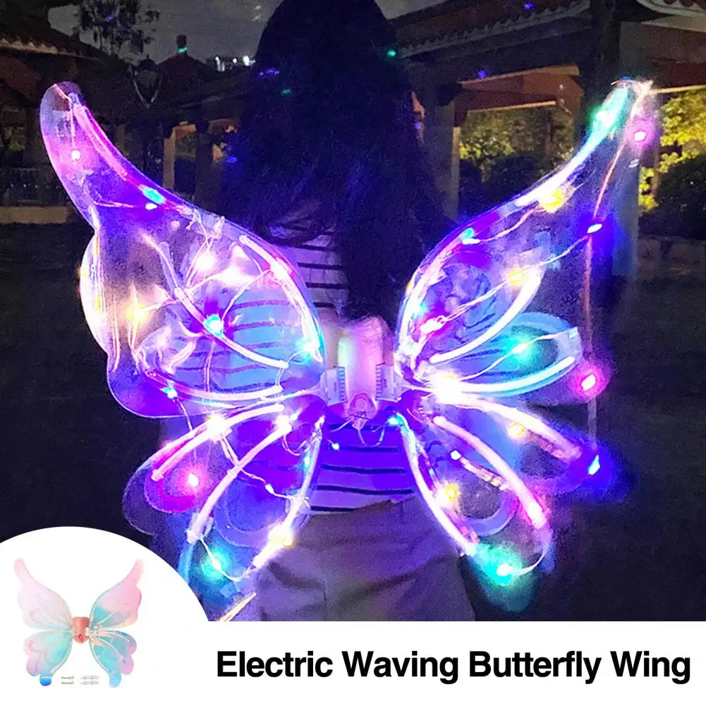 Alas de mariposa de ensueño que cambian de Color, alas de mariposa brillantes para festivales, fiestas, accesorios de disfraces de Ángel eléctrico para niñas