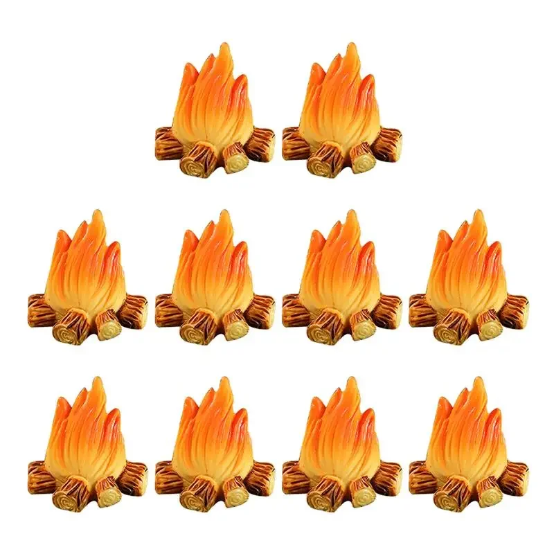 10/3Pcs Resin Bonfire Model Miniature Decoration Campfire Toy Artificial Bonfire Resin Craft Ornament Campfire Miniature