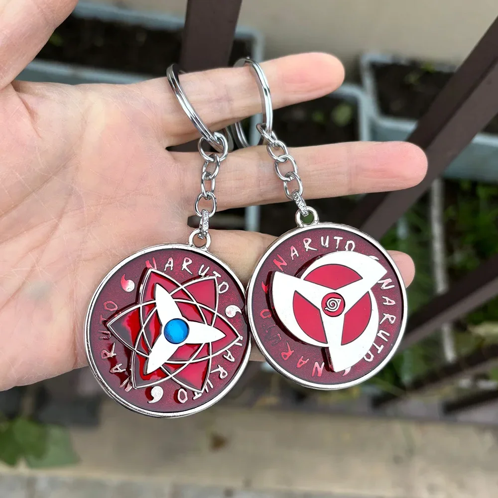 

Naruto ‌Mangekyo Sharingan Kakashi Sasuke Uchiha Turnable Key Chain Anime Pendant Metal Key Ring Backpack Charm Kid Toy Gift