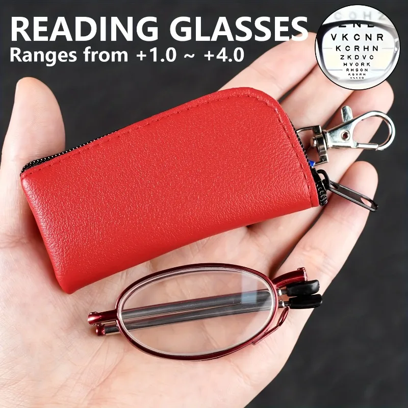 Faltbare Lesebrille mit Tragetasche für Männer und Frauen, Federbügel, tragbare Taschenlesebrille +1,0 bis +4,0