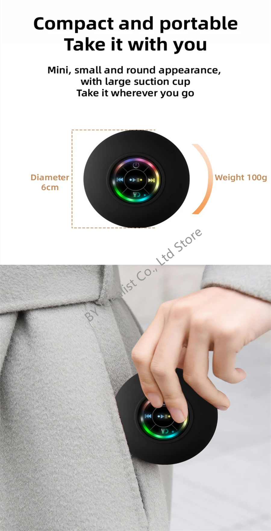 جديد الحمام مقاوم للماء اللاسلكية Led سمّاعات بلوتوث كوب شفط كبير مكبرات الصوت المحمولة الصغيرة في الهواء الطلق الرياضة مكبر صوت ستيريو