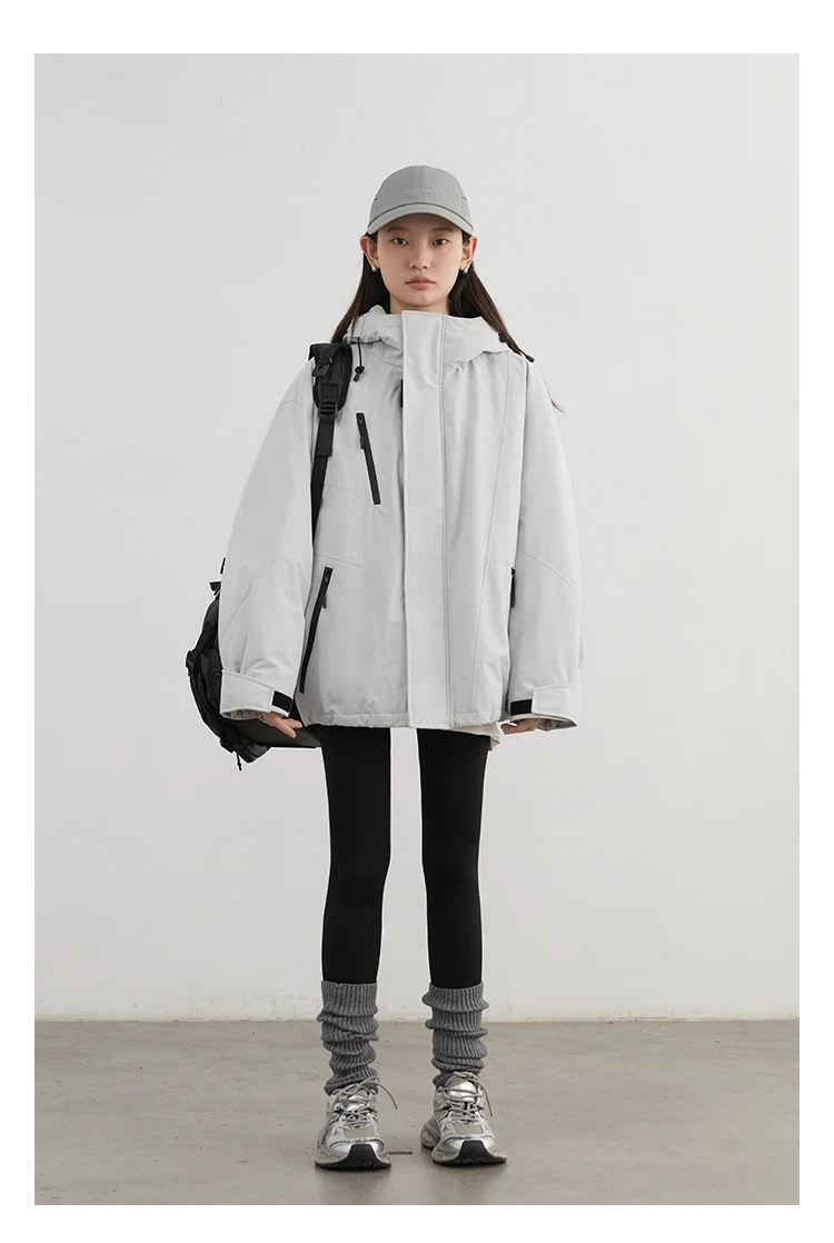CHIC VEN Women Down Jacket Loose Outdoor Stand Up Collar Hooded 90 White Duck Down Lady Sport Coat Winter 2024 Female Clothing