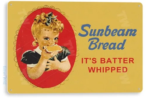 TIN SIGN Sunbeam Bread Batter Whipped Décor Cottage Kitchen Store Farm A633 --Tin Sign