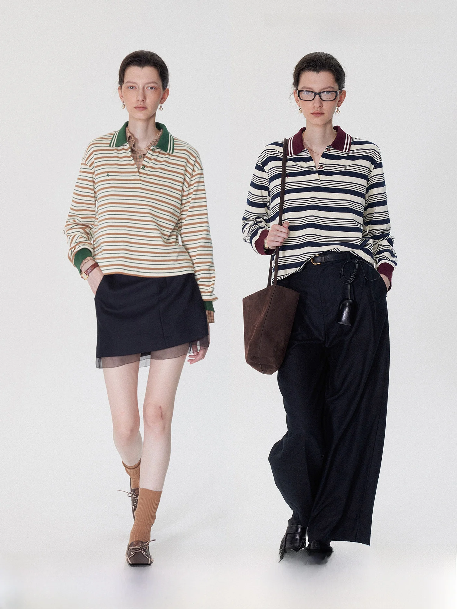 

SMORE RIVERS Casual Sle Embroidered Striped ort Loose Fit irt Women's Cotton Long Sve T-irt Autumn Season