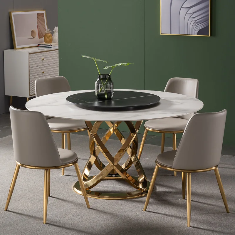 

Marble Slate Round Dining Table Simple Dining Room Home Furniture