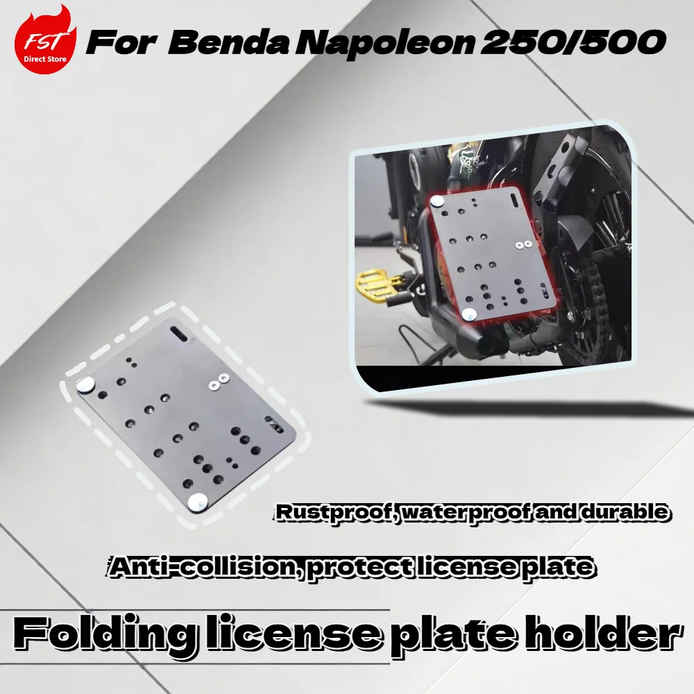 For Benda Napoleon 450 500 Motorcycle Left Side Foldable License Plate Bracket Bobber Mod Parts