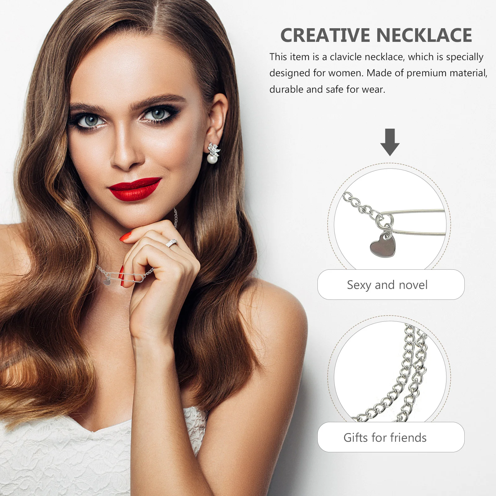 

1 шт., креативное ожерелье скрепки, посеребренное блестящее ожерелье со стразами, цепочка на ключицу для женщин, вечерние украшения для ночного клуба