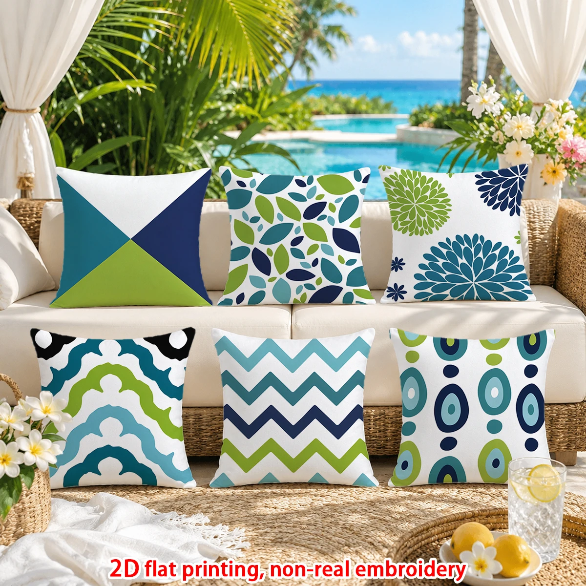 6pcs Set of 6 Boho Geometric Floral Throw Pillow Covers Modern Decorative Cushion Cases for Sofa Bedroom Living Room view 3