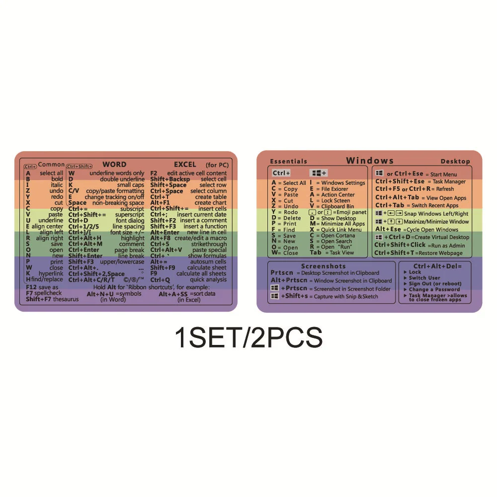 Windows + Word/Excel Quick Reference Guide Keyboard Shortcut Stickers, Laptop Keyboard Shortcuts Stickerss No-Residue Vinyl view 6