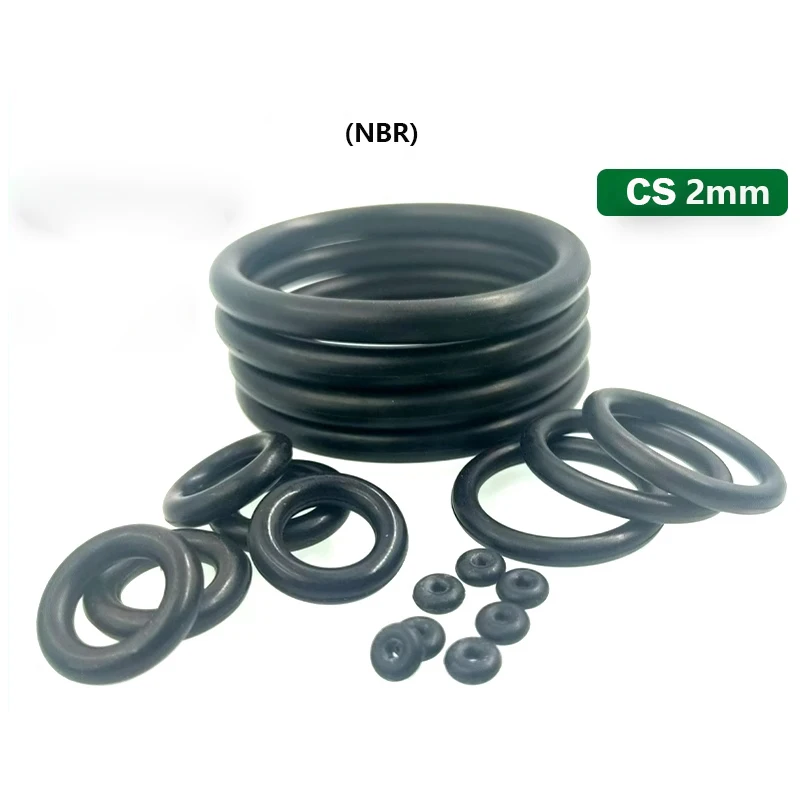 100pcs NBR O Ring Gasket CS 2mm OD 5mm~170mm to choose Nitrile Butadiene Rubber Spacer Oil Resistance Washer Round Shape Black