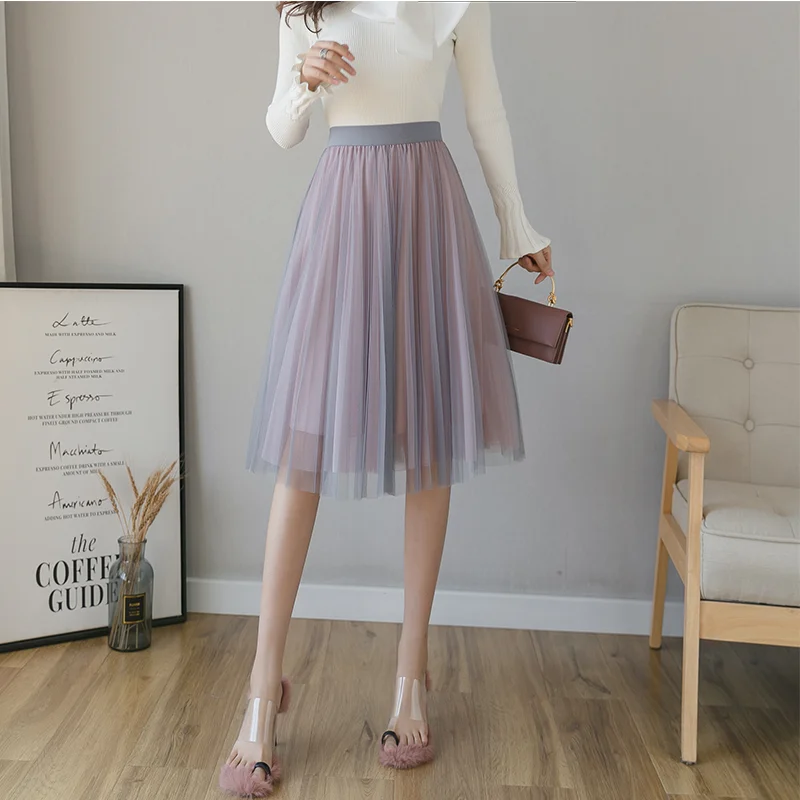 

Cheap wholesale 2021 spring summer new fashion casual sexy women Skirt woman female OL pleated skirt mid length skirt Yarn