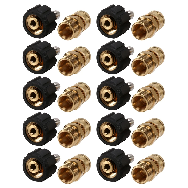 

10X Pressure Washer Adapter Set M22 To 1/4 Inch Quick Connect Kit, M22 14Mm To 1/4 Inch Quick Connect Kit