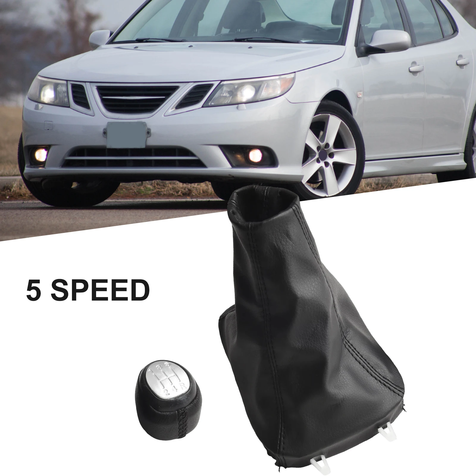 Aesthetic Upgrade Sleek Black Gearshift Control Kit Including a Knob and Matching Boot Suitable for For SAABs '03 '12