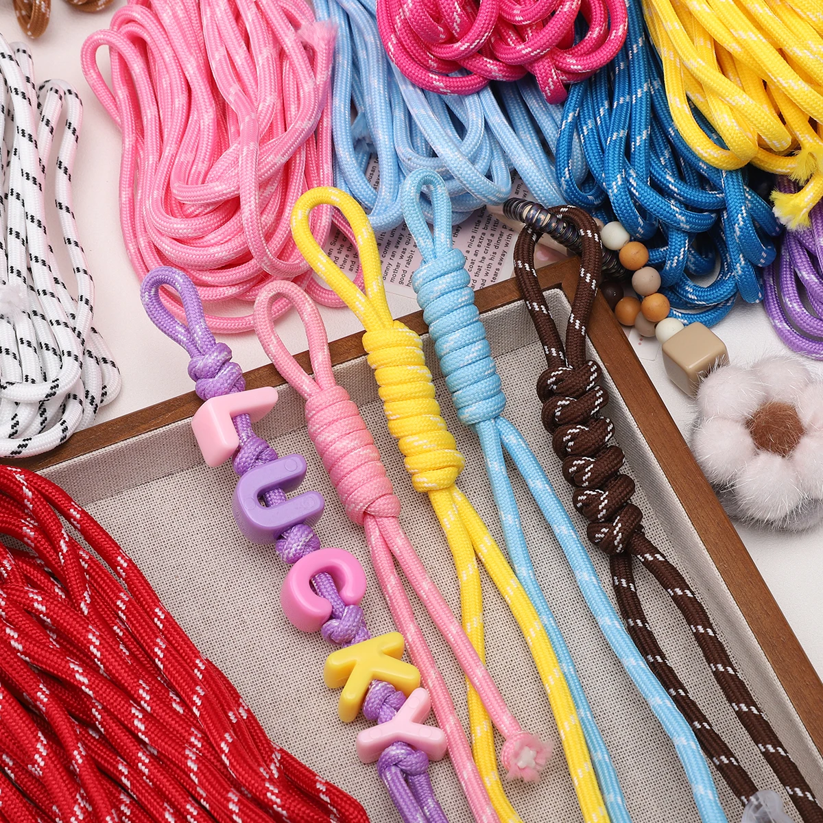  Neue Farben Geflochtene Polyesterkordel 5M 5mm für DIY-Perlenarbeiten, Handy-Lanyard, Schmuckherstellung, Zubehör, handgemachtes Seil, Großhandel, Farbe – Detail 2