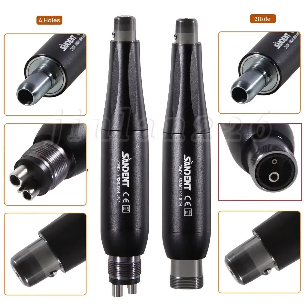 Dental Hygiene Prophy Handpiece Air Motor 2/4Hole 4:1 Straight Nose cone 360°Swivel Black Color