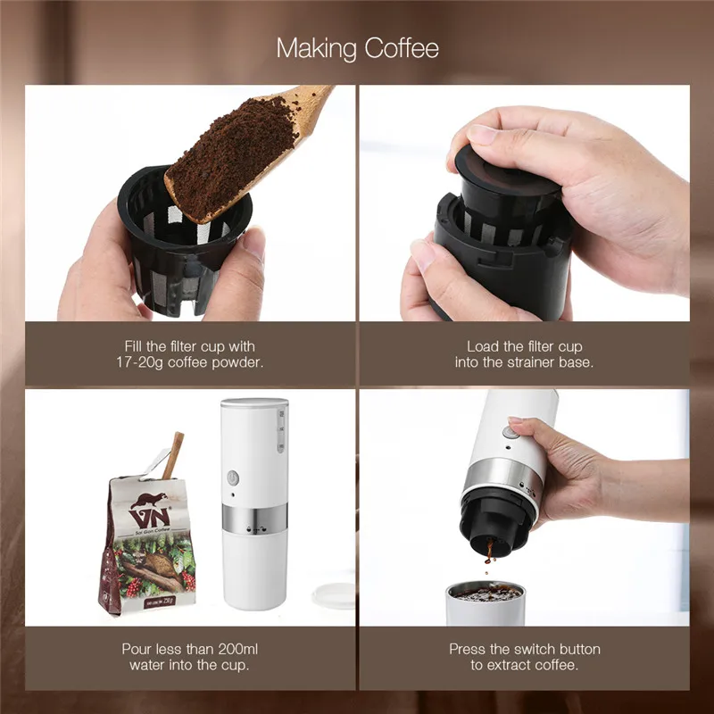 200ml Mini Coffee Machine Portable Coffee Maker Hourglass American Manual Handheld Espresso Machine for Home Travel