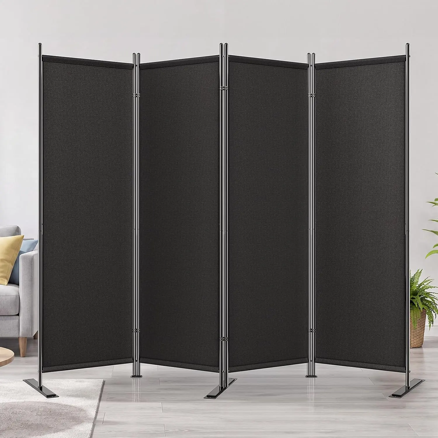 4 Panel Room Divider 6FT Tall Folding Privacy Screen,Black, Customized