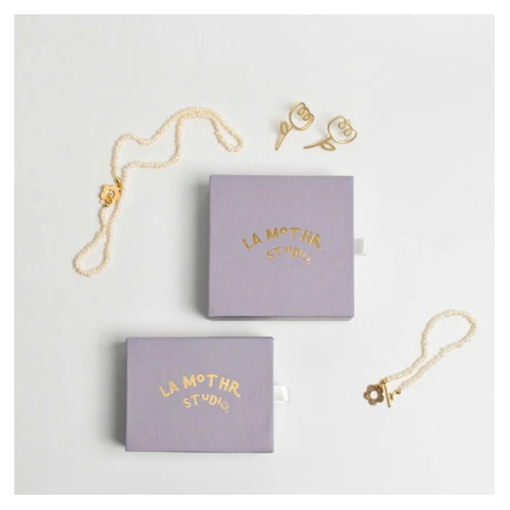 

50pcs Hot Selling Wholesale Customizable logo Portable Environmental protection Paper Packaging Jewelry Drawer Box