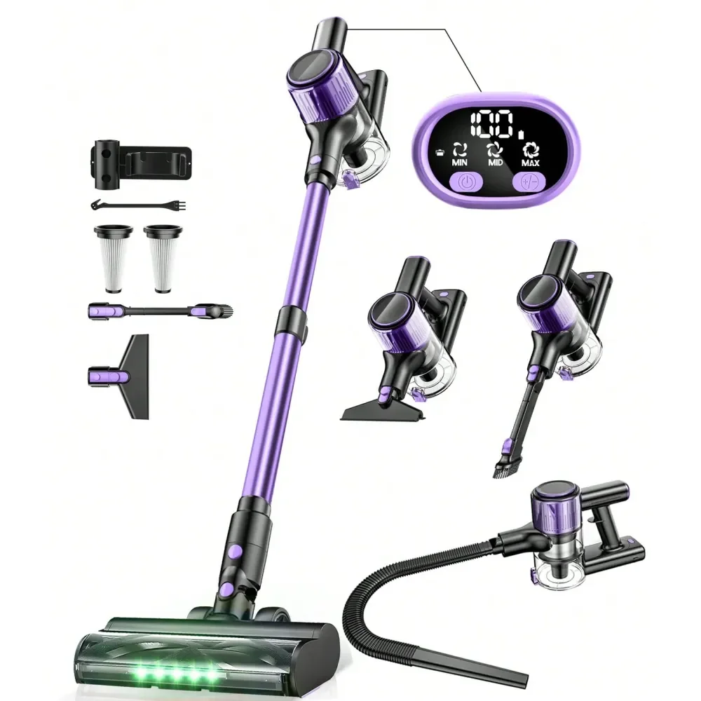 

Пылесос 10-в-1, 33 кПа, 350 Вт, мощное всасывание, улучшенный зеленый световой шланг, 3 режима уборки, 40 минут работы, легкий вес